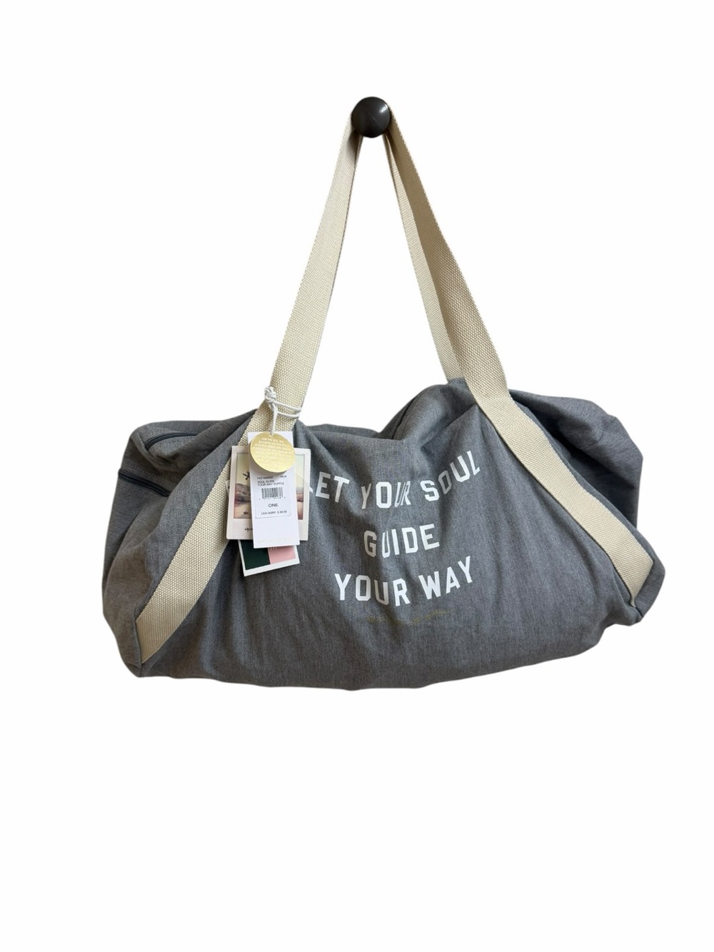 Spiritual Gangster Gray Canvas Duffel Gym Bag  'Let Your Soul Guide Your Way'